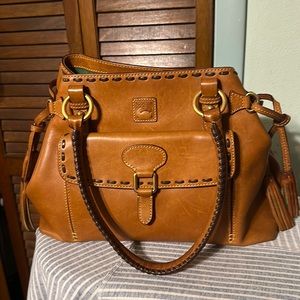 Donkey & Burke Leather Satchel with Tassels- 10in high - 16in wide